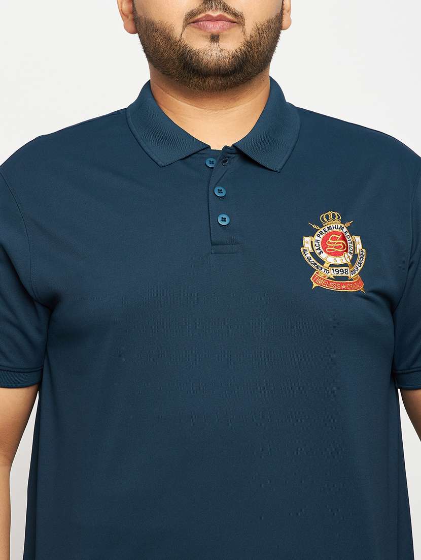 men teal blue plus size polo t-shirt - 20570866 - Standard Image - 4