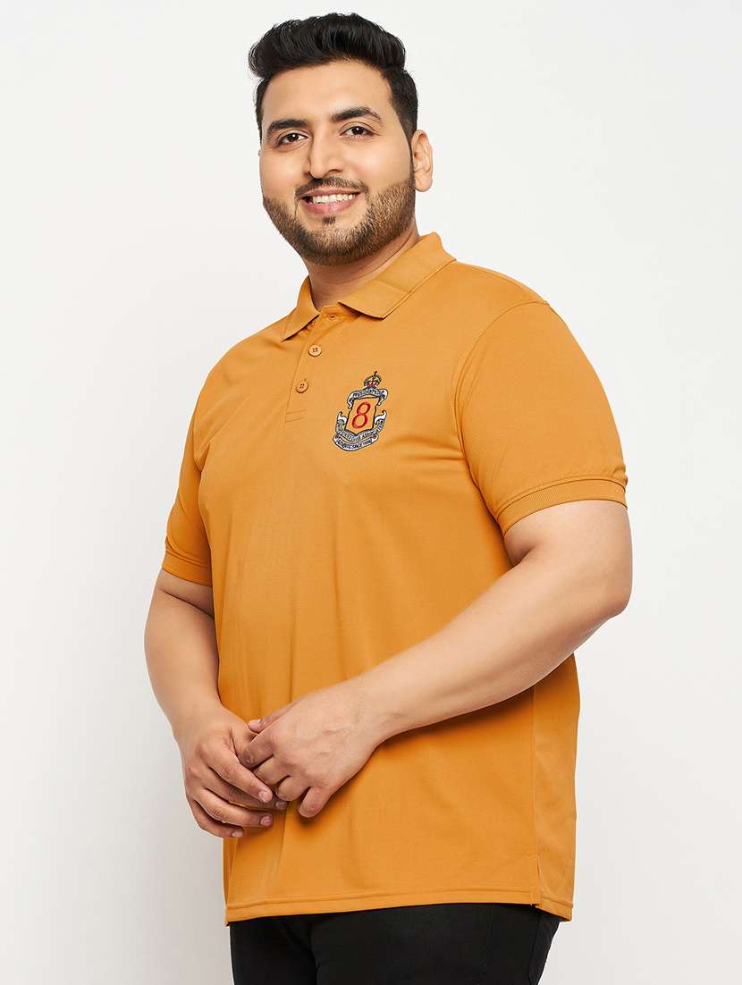 men mustard plus size polo t-shirt