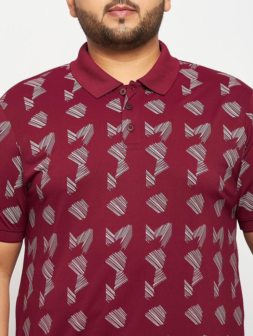 men maroon printed plus size polo t-shirt - 20570881 - Standard Image - 4