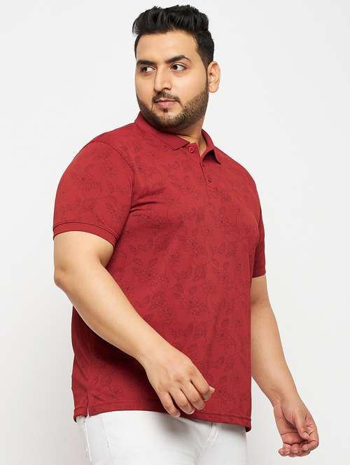 men red printed plus size polo t-shirt - 20570883 -  Standard Image - 0