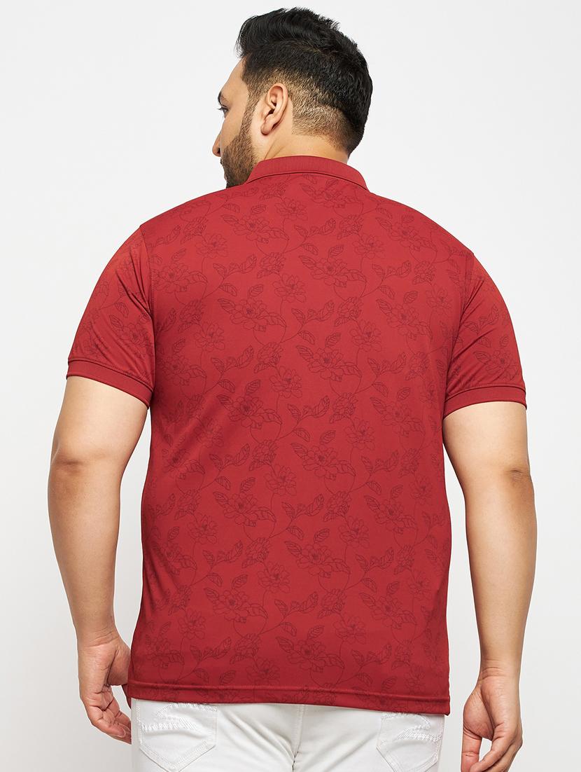 men red printed plus size polo t-shirt - 20570883 - Standard Image - 1