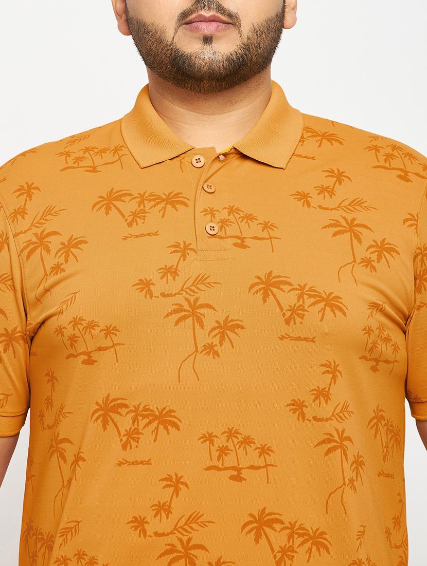 men mustard printed plus size polo t-shirt - 20570887 - Standard Image - 4