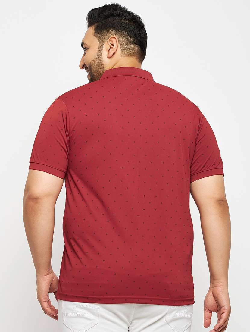 men red printed plus size polo t-shirt - 20570895 - Standard Image - 1