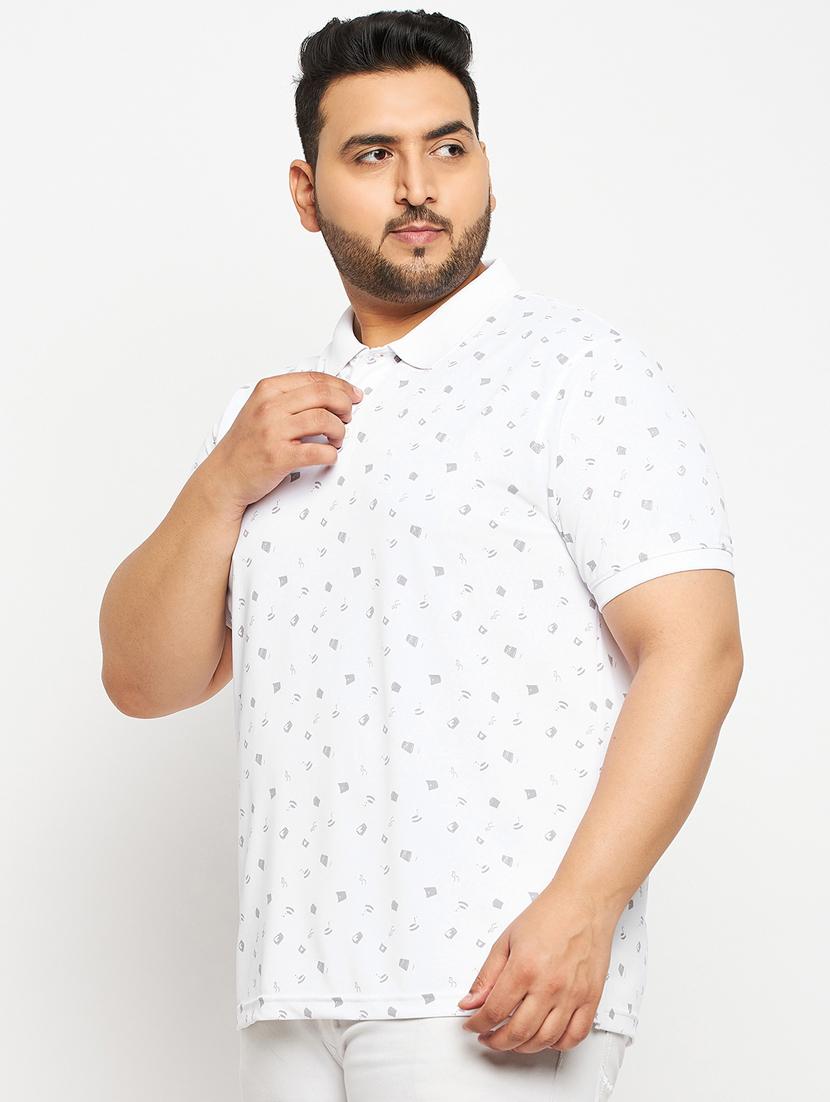 men white printed plus size polo t-shirt