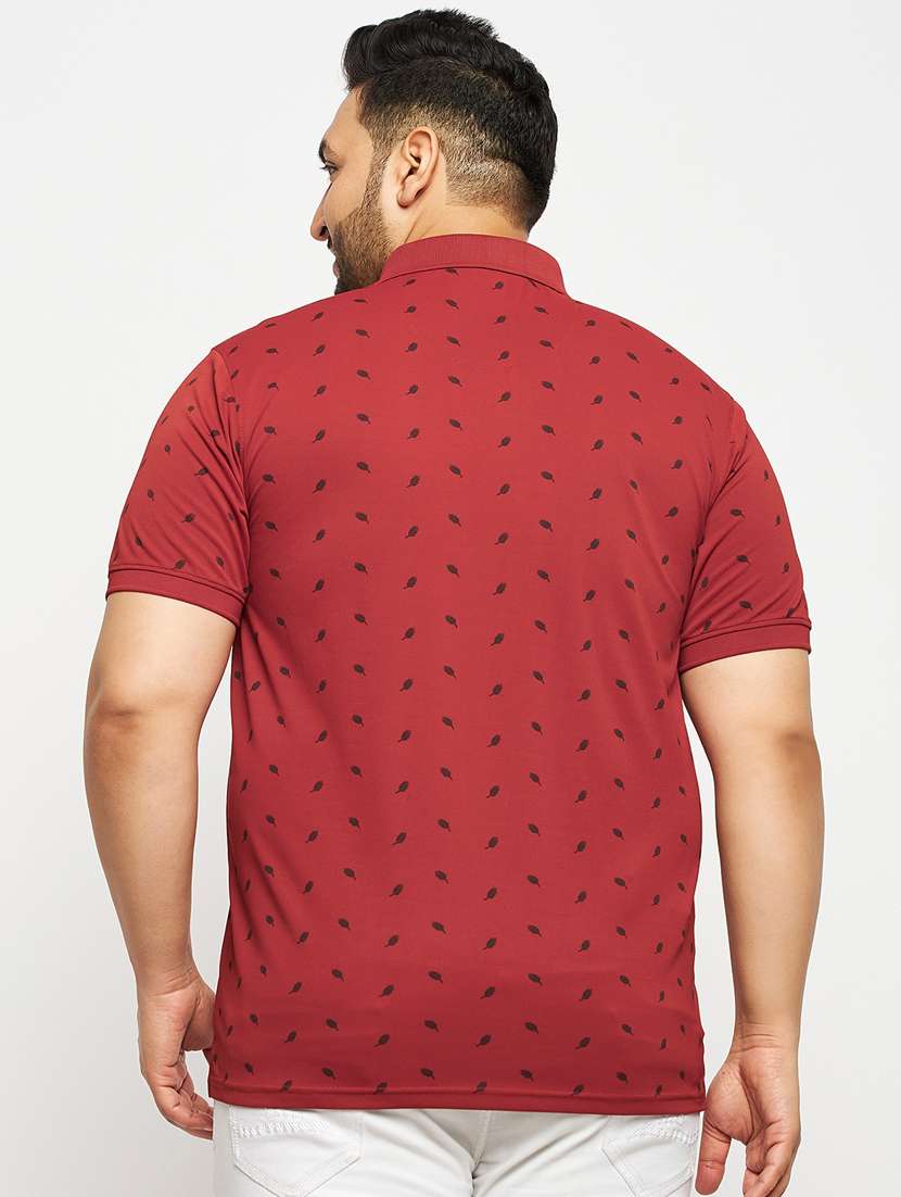 men red printed plus size polo t-shirt - 20570903 - Standard Image - 1