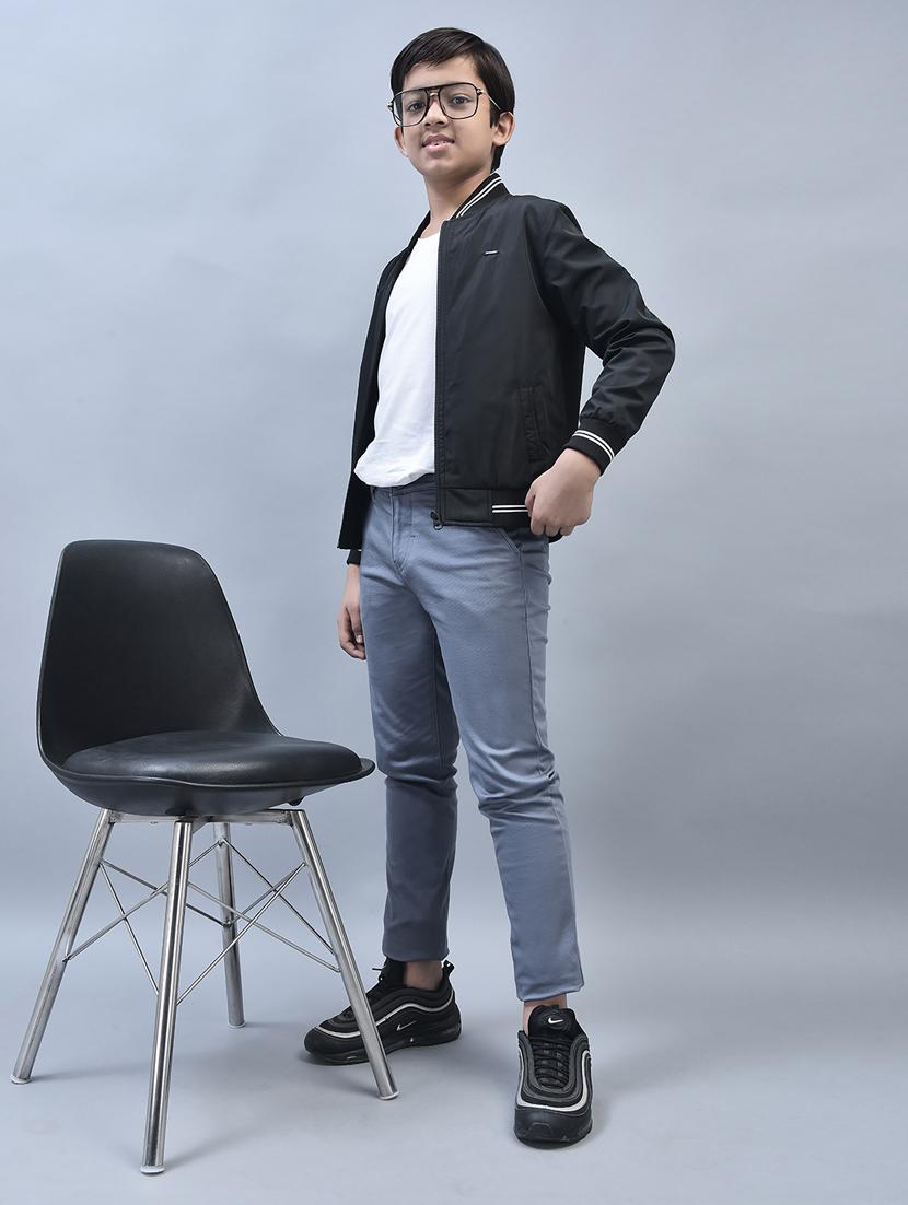 boys solid neck detailed bomber jacket - 20570917 - Standard Image - 4
