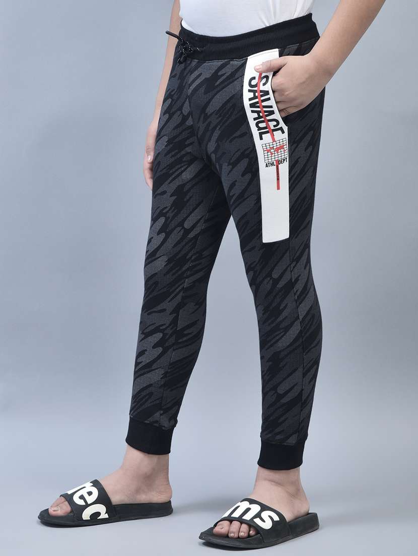 boys black & grey printed pocket taped detailed jogger - 20570919 -  Standard Image - 1
