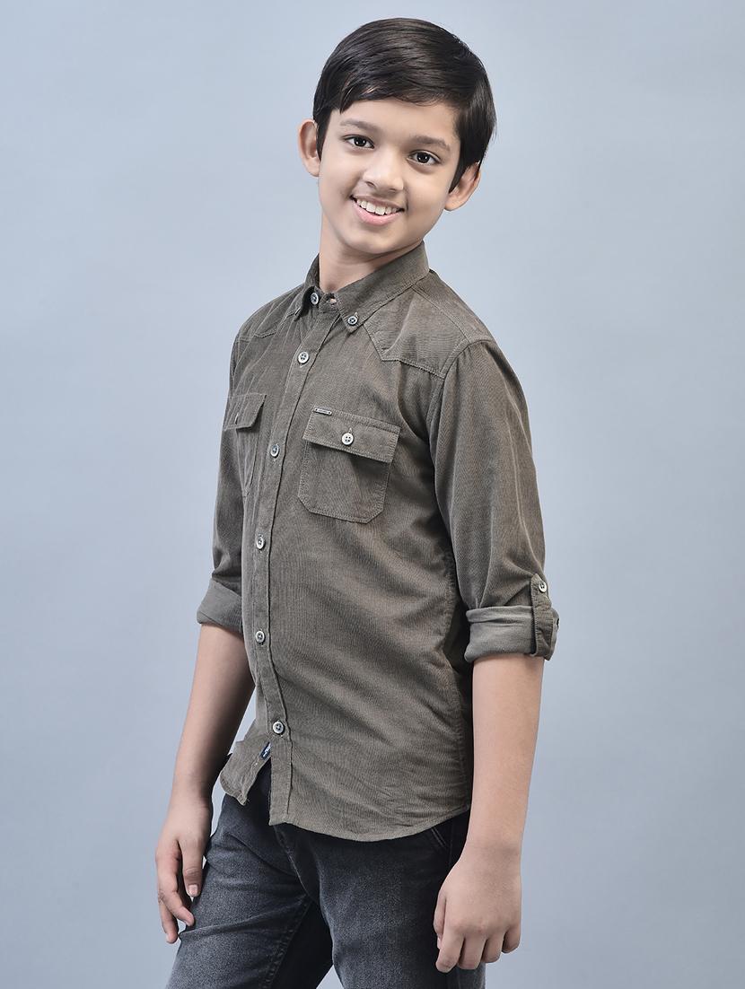 boys olive green pocket detailed casual shirt - 20570943 -  Zoom Image - 0