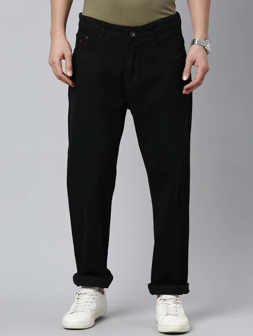 mens relaxed fit plain jeans
