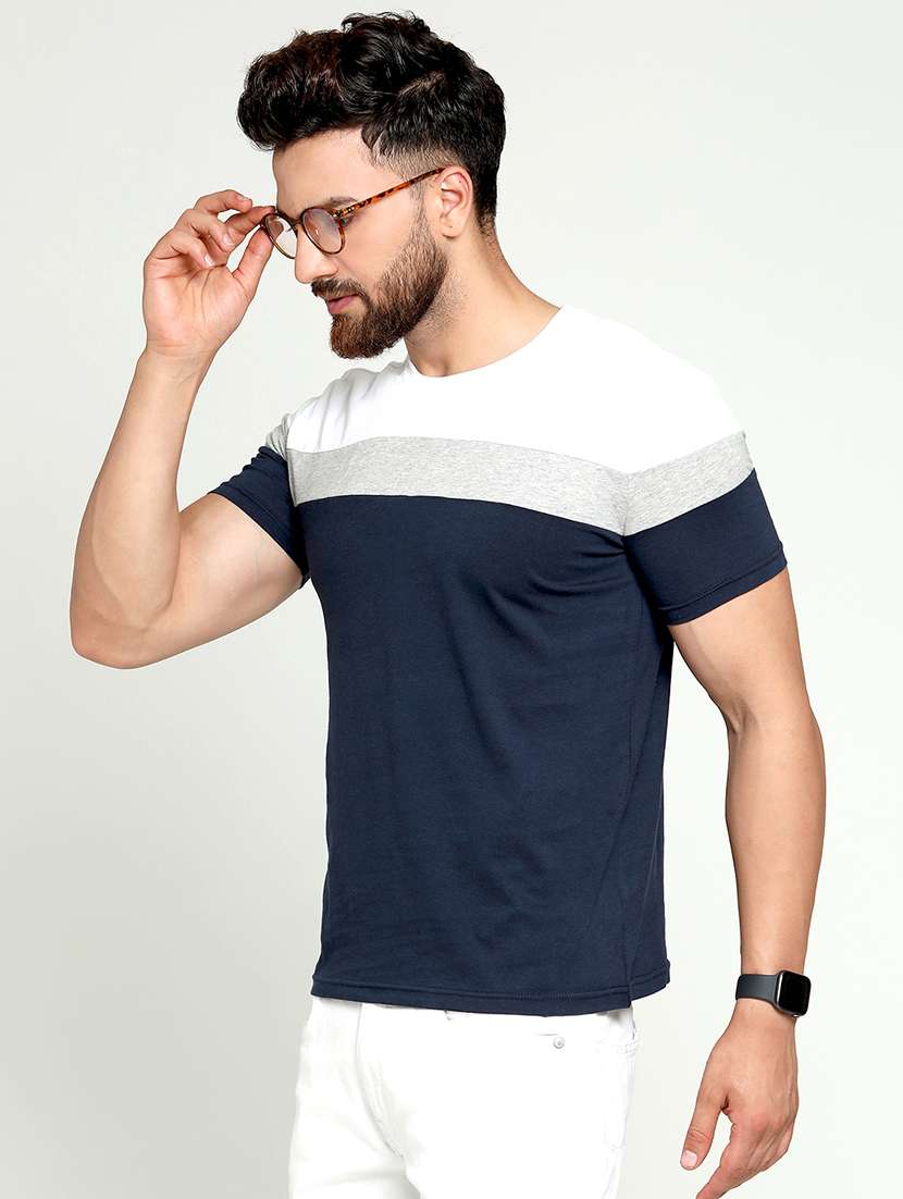 men round neck color block t-shirt - 20570965 -  Standard Image - 1