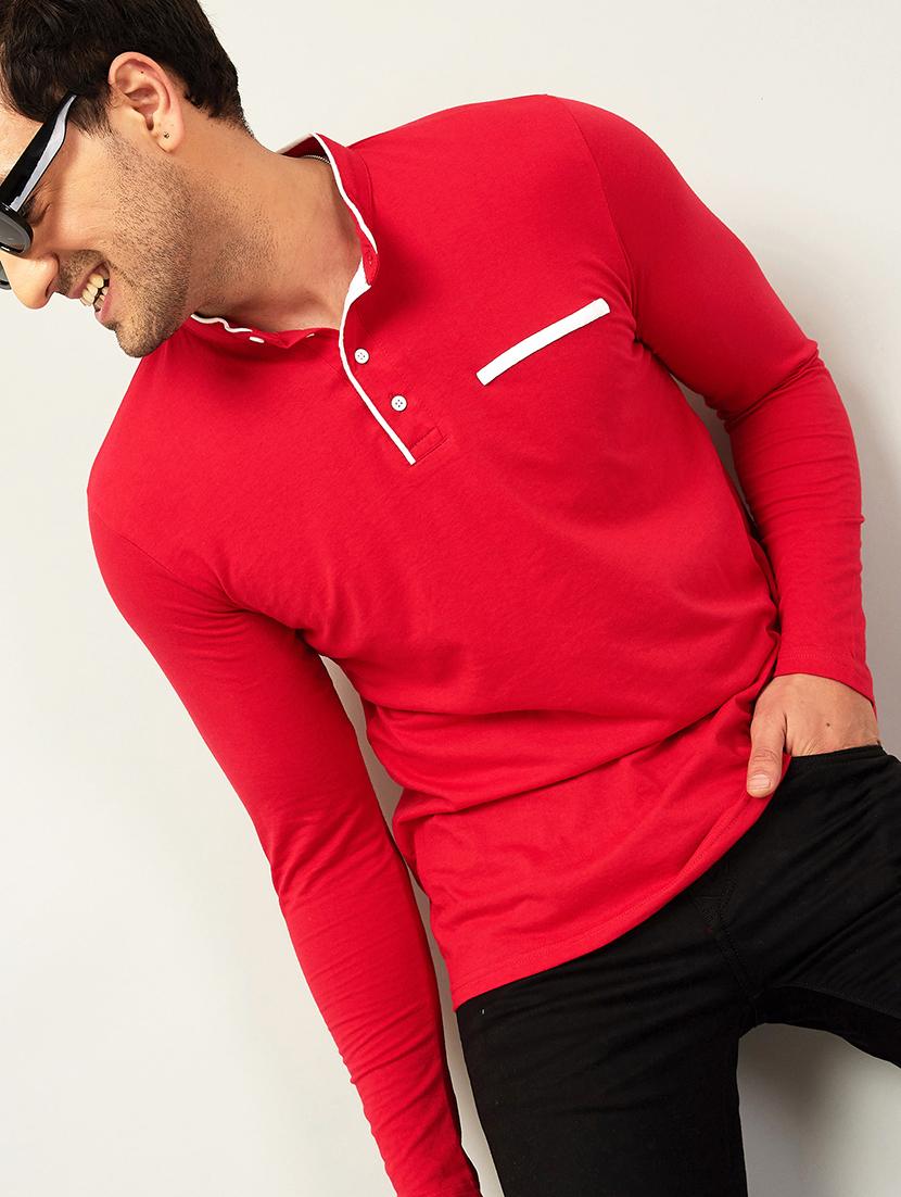 men mandarin neck solid t-shirt - 20570969 - Standard Image - 1