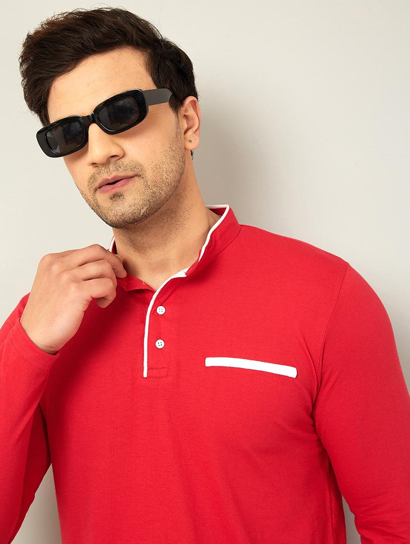 men mandarin neck solid t-shirt - 20570969 - Standard Image - 4