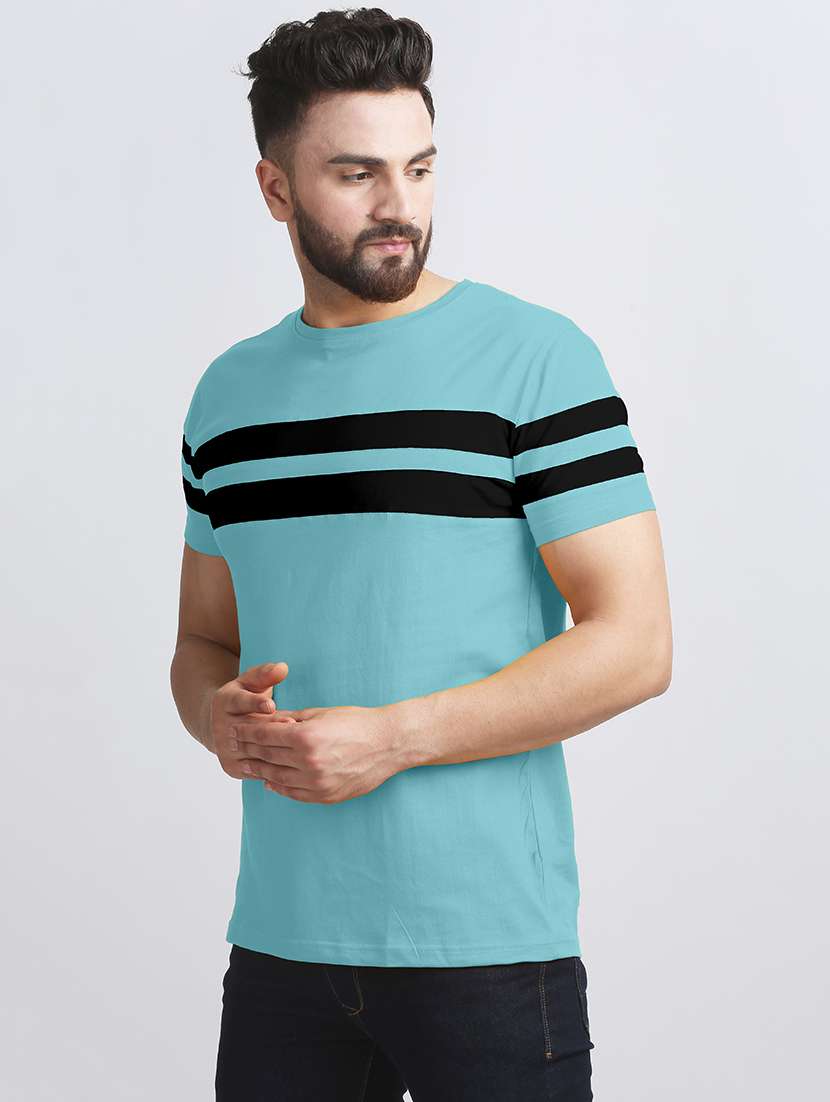 men round neck color block  t-shirt - 20570989 -  Standard Image - 1