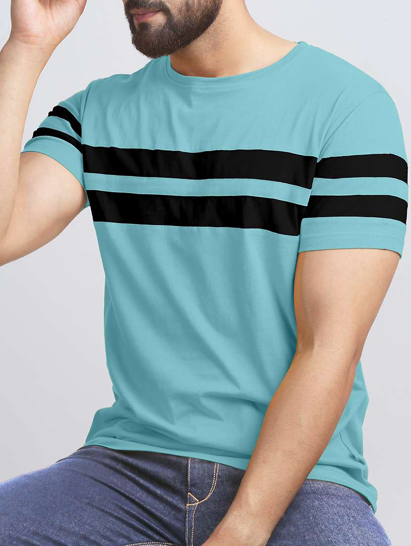 men round neck color block  t-shirt - 20570989 -  Standard Image - 4