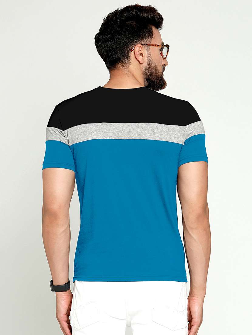 men round neck color block t-shirt - 20571010 -  Standard Image - 1