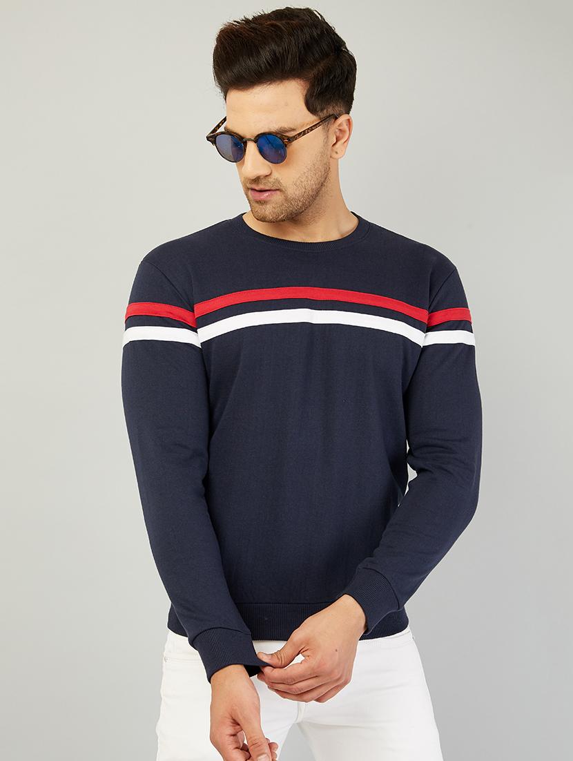 men round neck striped sweatshirt - 20571013 - Standard Image - 1