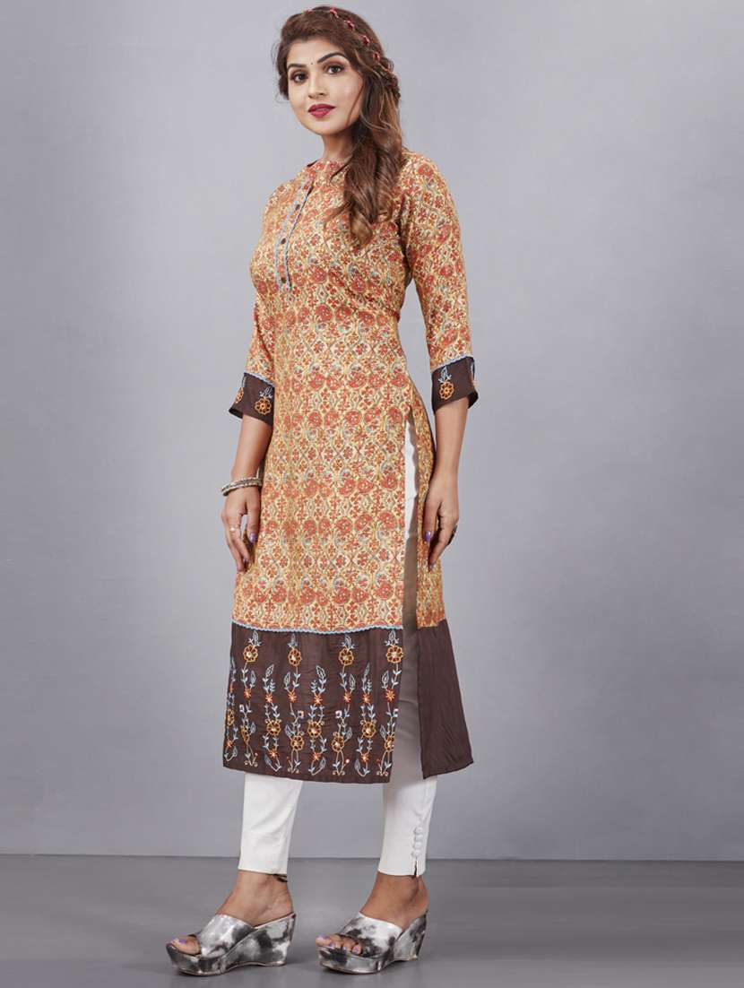 women multi color round neck straight kurta - 20571134 - Standard Image - 1