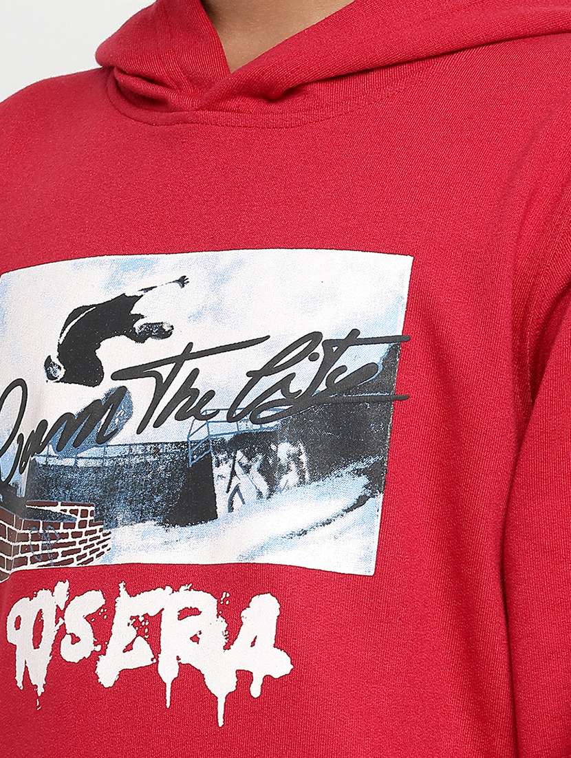 red cotton blend chest print sweatshirt - 20571225 -  Standard Image - 4