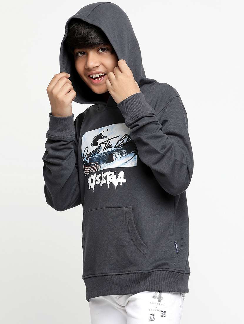 black cotton blend chest print sweatshirt - 20571226 -  Standard Image - 1