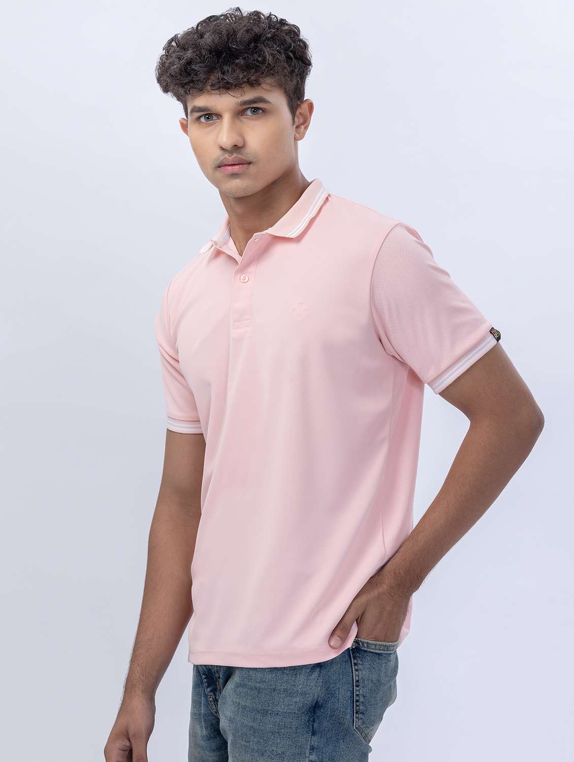 men polo neck solid t-shirt - 20571257 -  Standard Image - 1