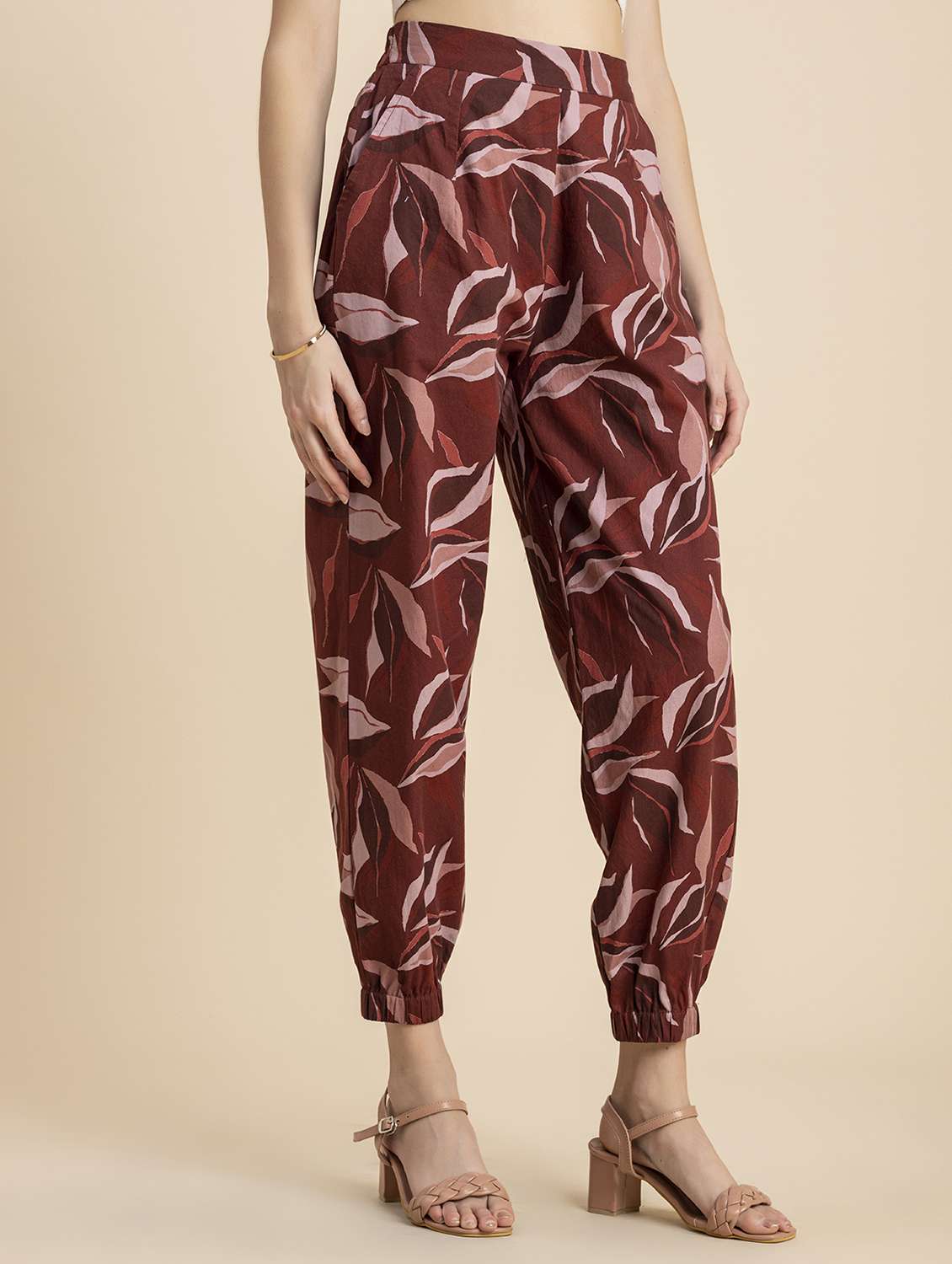 women brownhigh rise peg trouser