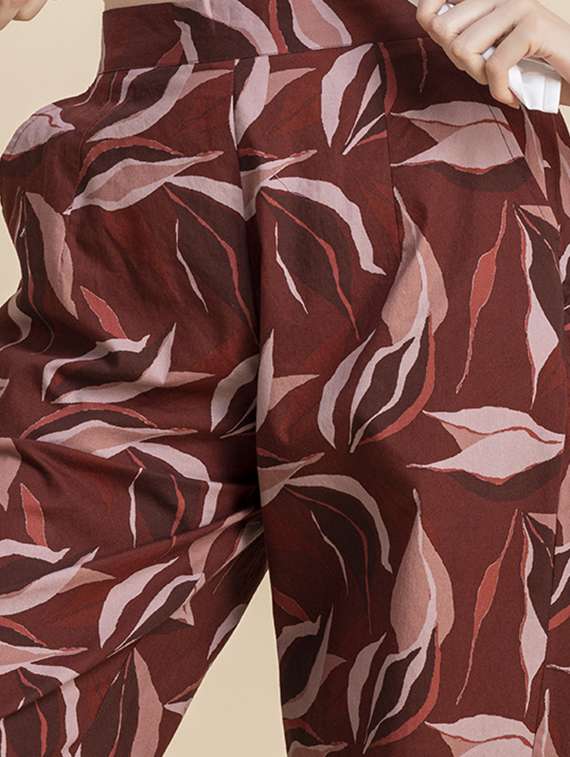 women brownhigh rise peg trouser - 20571353 -  Standard Image - 4