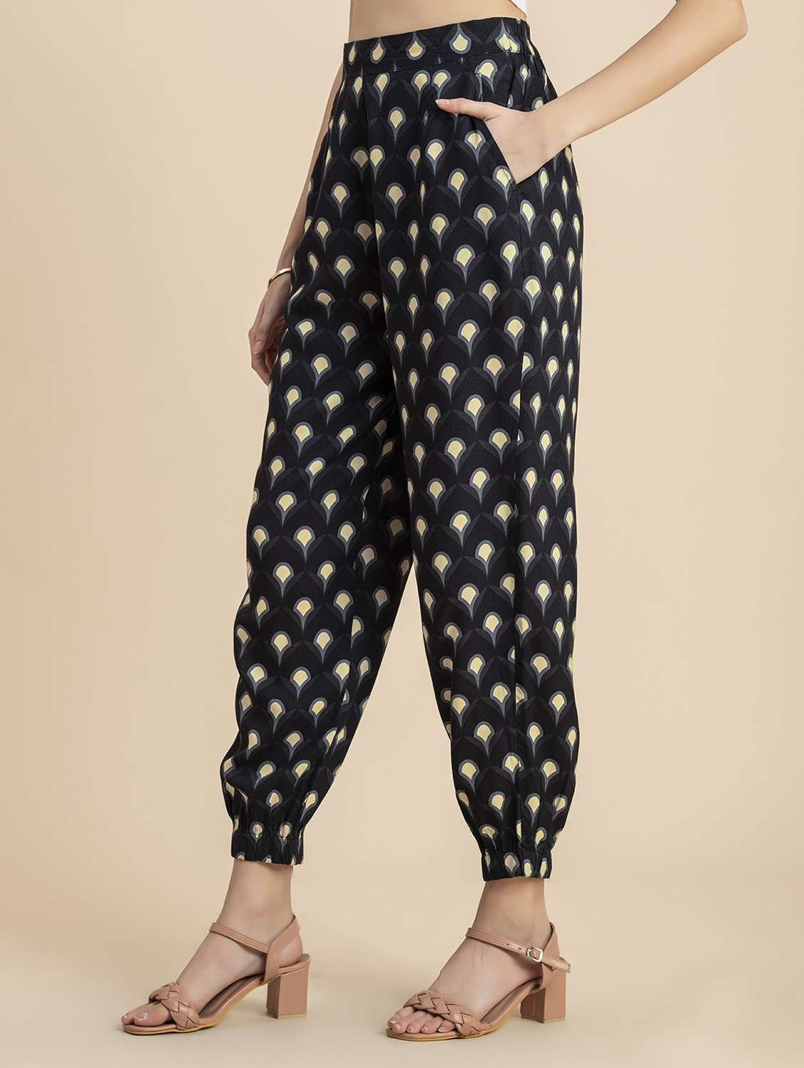 women black printed peg trouser - 20571356 -  Standard Image - 1