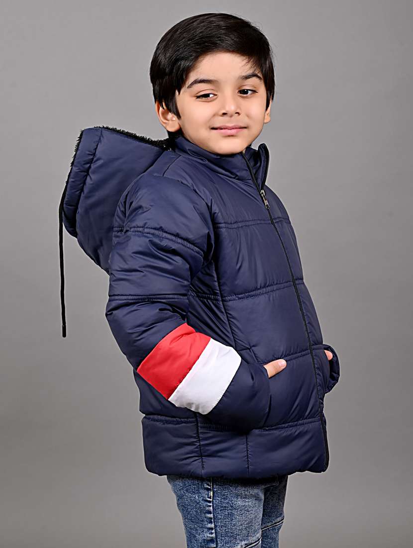 navy blue fleece quilted jacket - 20571370 -  Standard Image - 1