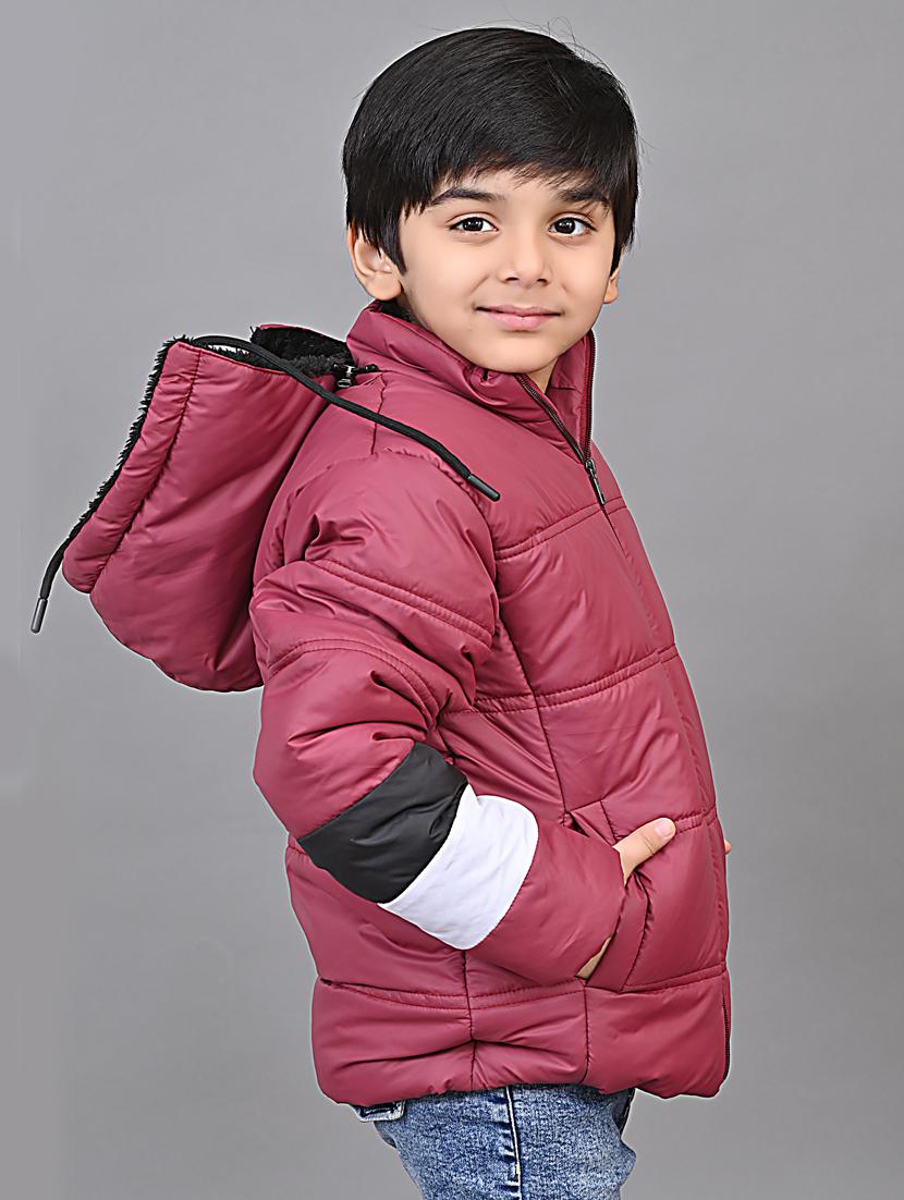 maroon fleece quilted jacket - 20571372 - Standard Image - 1
