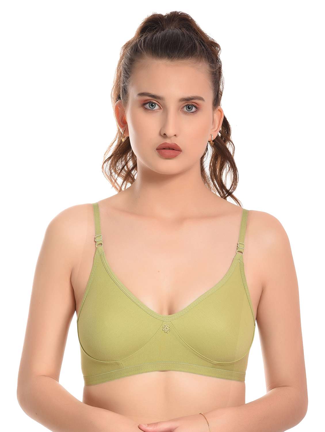green hosiery tshirt bra