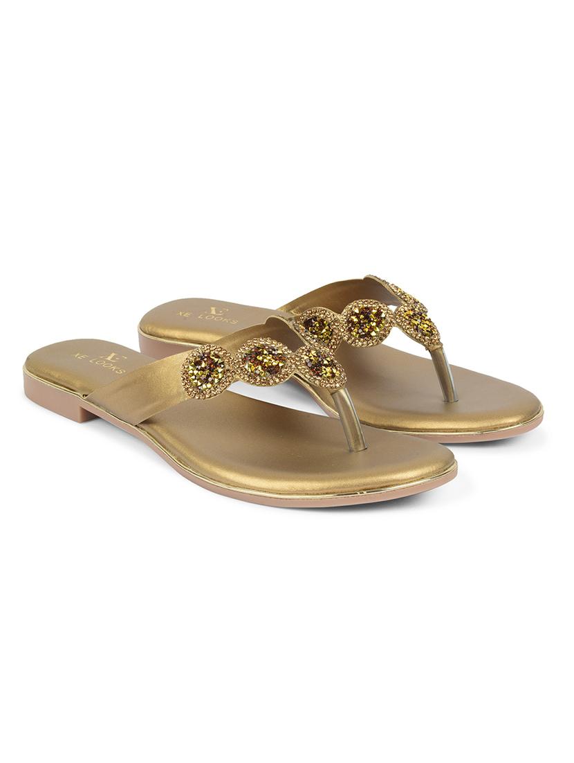 copper synthetic slip on sandals - 20572275 - Standard Image - 1