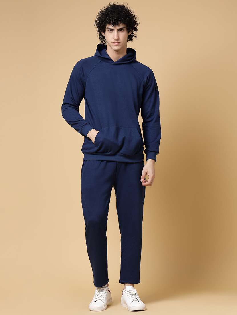 men hooded fleece ankle length track suit