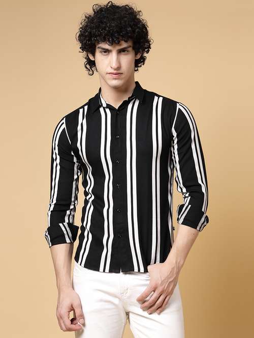 men striped rayon casual shirt - 20572306 -  Standard Image - 0