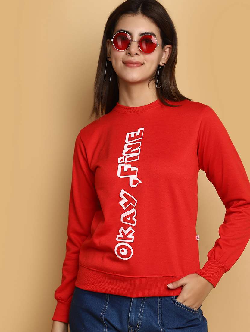 women round neck typographic sweatshirt - 20572450 -  Standard Image - 1