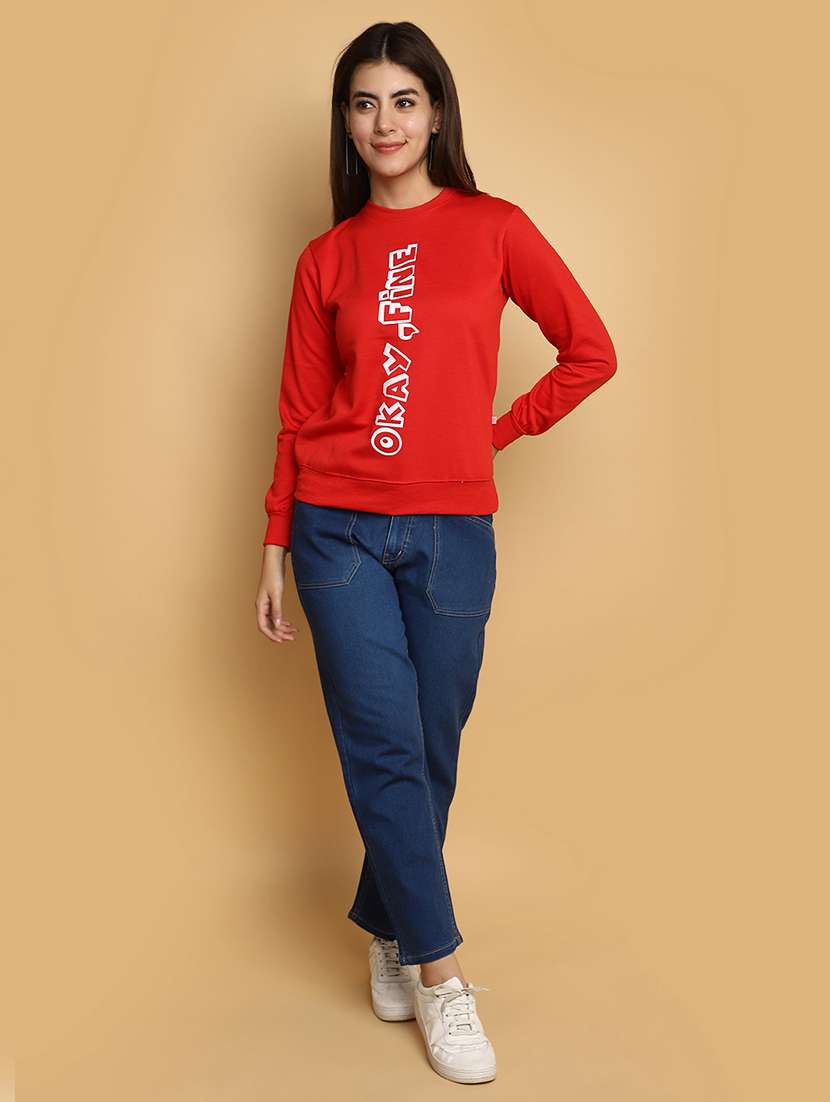 women round neck typographic sweatshirt - 20572450 -  Standard Image - 4