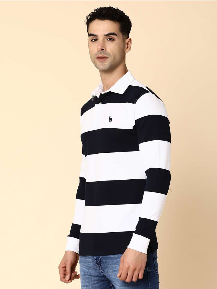 blue cotton striped print t-shirt - 20572687 -  Standard Image - 1