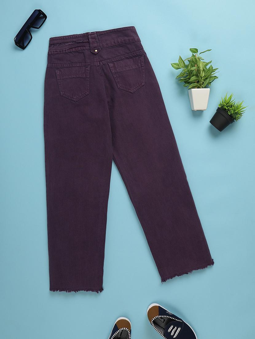solid purple detailed denim jeans - 20572709 -  Standard Image - 1