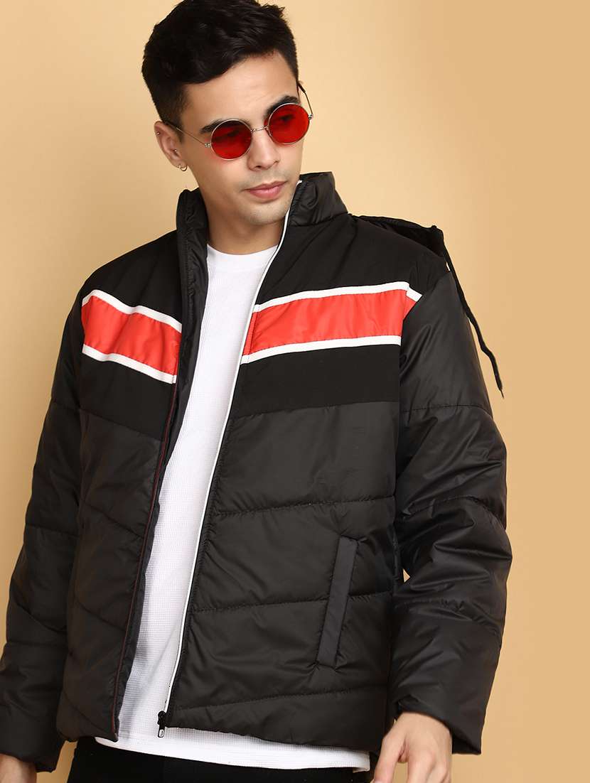 black color block quilted jacket - 20572748 -  Standard Image - 1