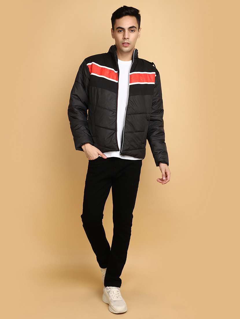 black color block quilted jacket - 20572748 -  Standard Image - 4