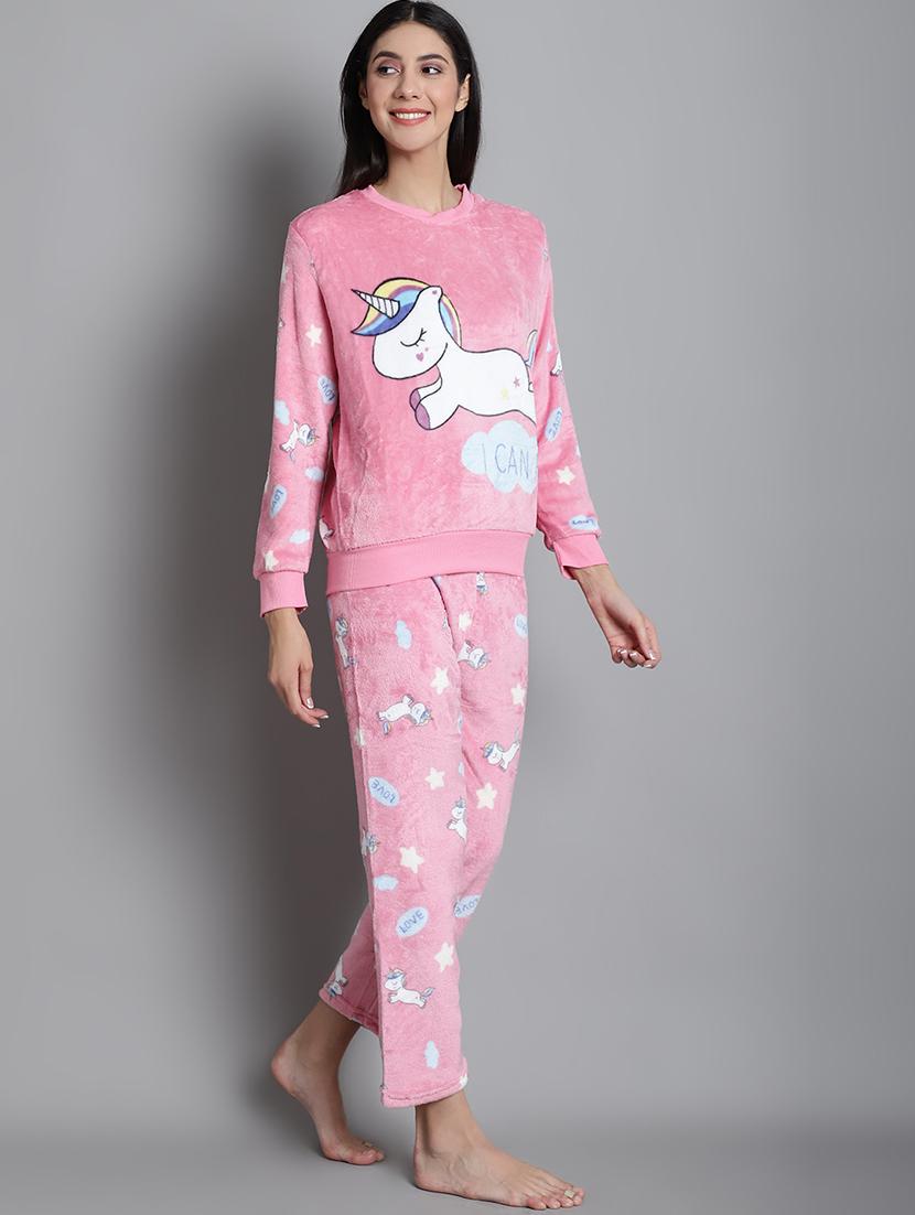 women fleece pyjama nightwear set - 20572775 - Standard Image - 1