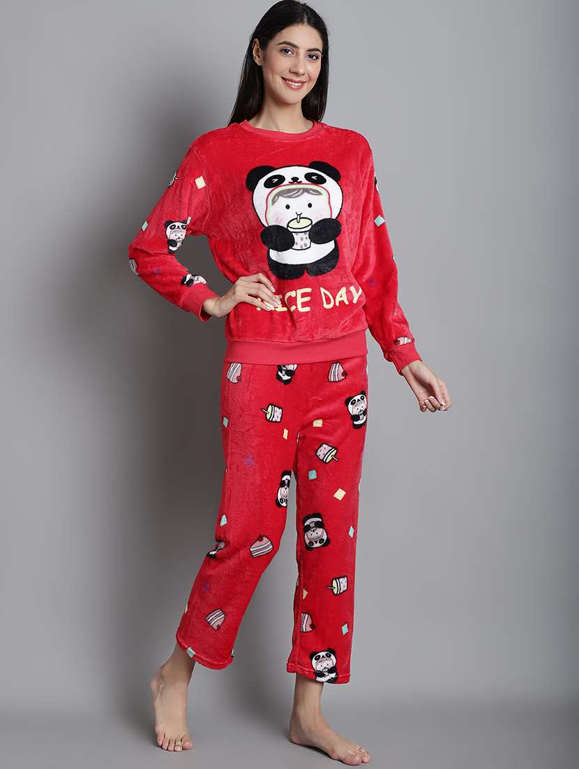 women fleece pyjama nightwear set - 20572776 -  Standard Image - 1