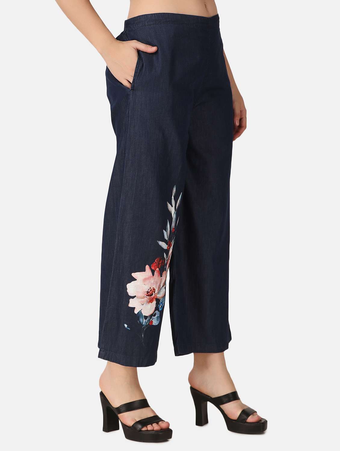 women floral mid rise palazzo - 20572818 -  Standard Image - 1