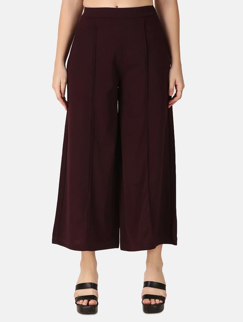 women mid rise solid palazzo - 20572858 - Standard Image - 0