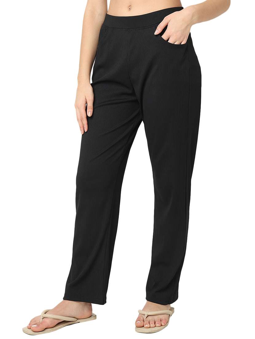 women mid rise solid pajama - 20572966 -  Standard Image - 1