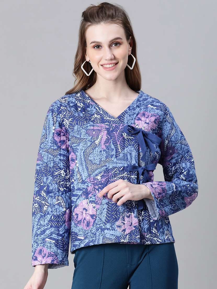 women printed quilted jacket
