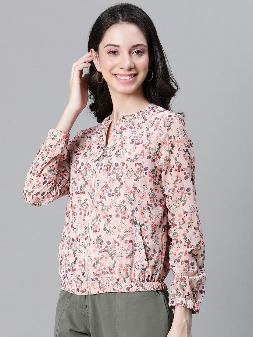 women floral print long sleeves jacket - 20573042 - Standard Image - 1