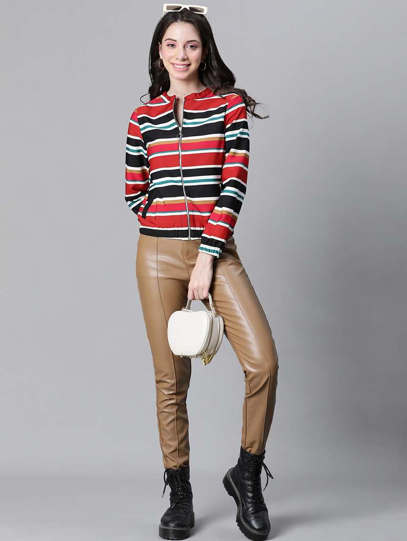 Women Striped Long Sleeves Jacket - 20573044 -  Standard Image - 4