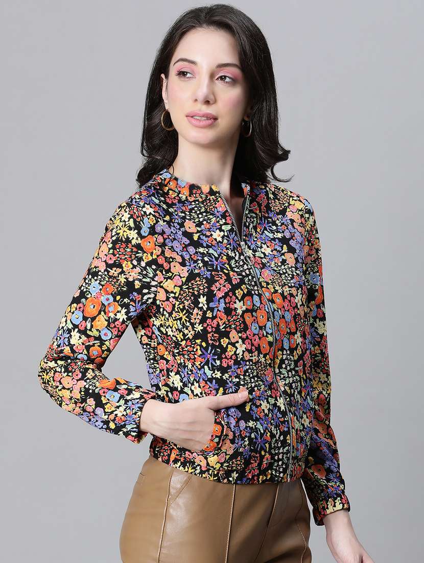 women floral print long sleeves jacket - 20573045 -  Standard Image - 1