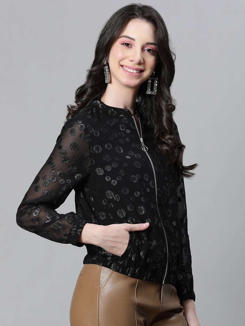 women self designed long sleeves jacket - 20573046 - Standard Image - 1
