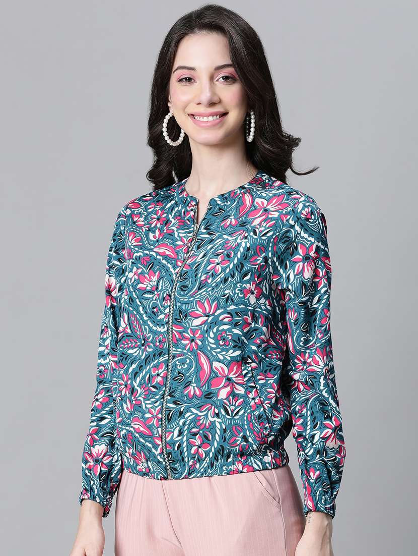 women printed long sleeves jacket - 20573052 -  Standard Image - 1